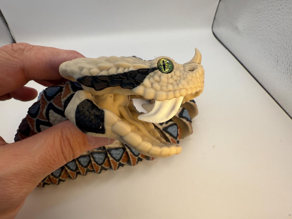 Realistic Gabboon Viper snake articulated desk and fidget toy