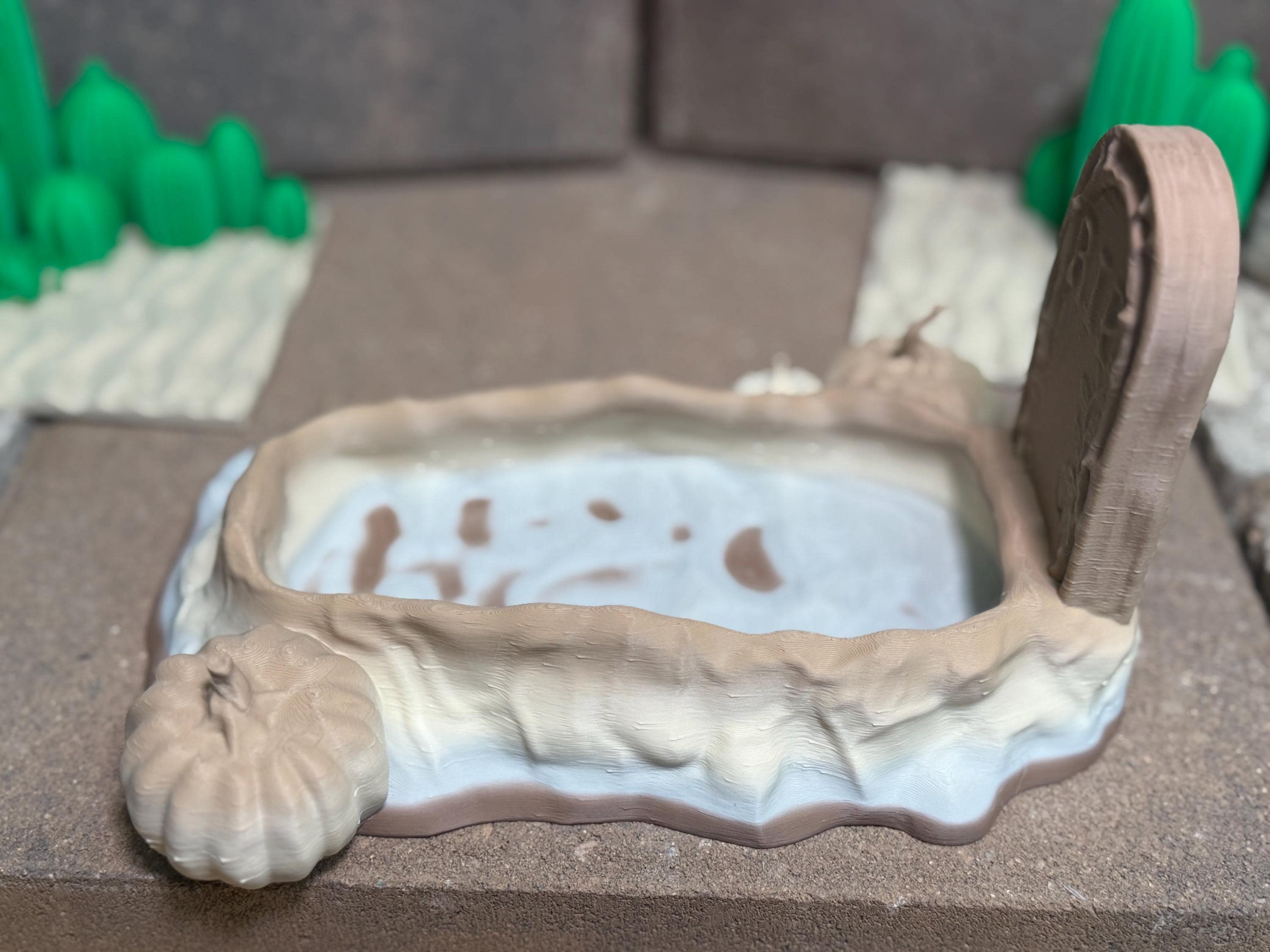 3D Printed Reptile Food and Water Dish: Graveyard Halloween Decor