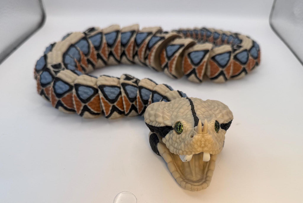 Realistic Gabboon Viper snake articulated desk and fidget toy