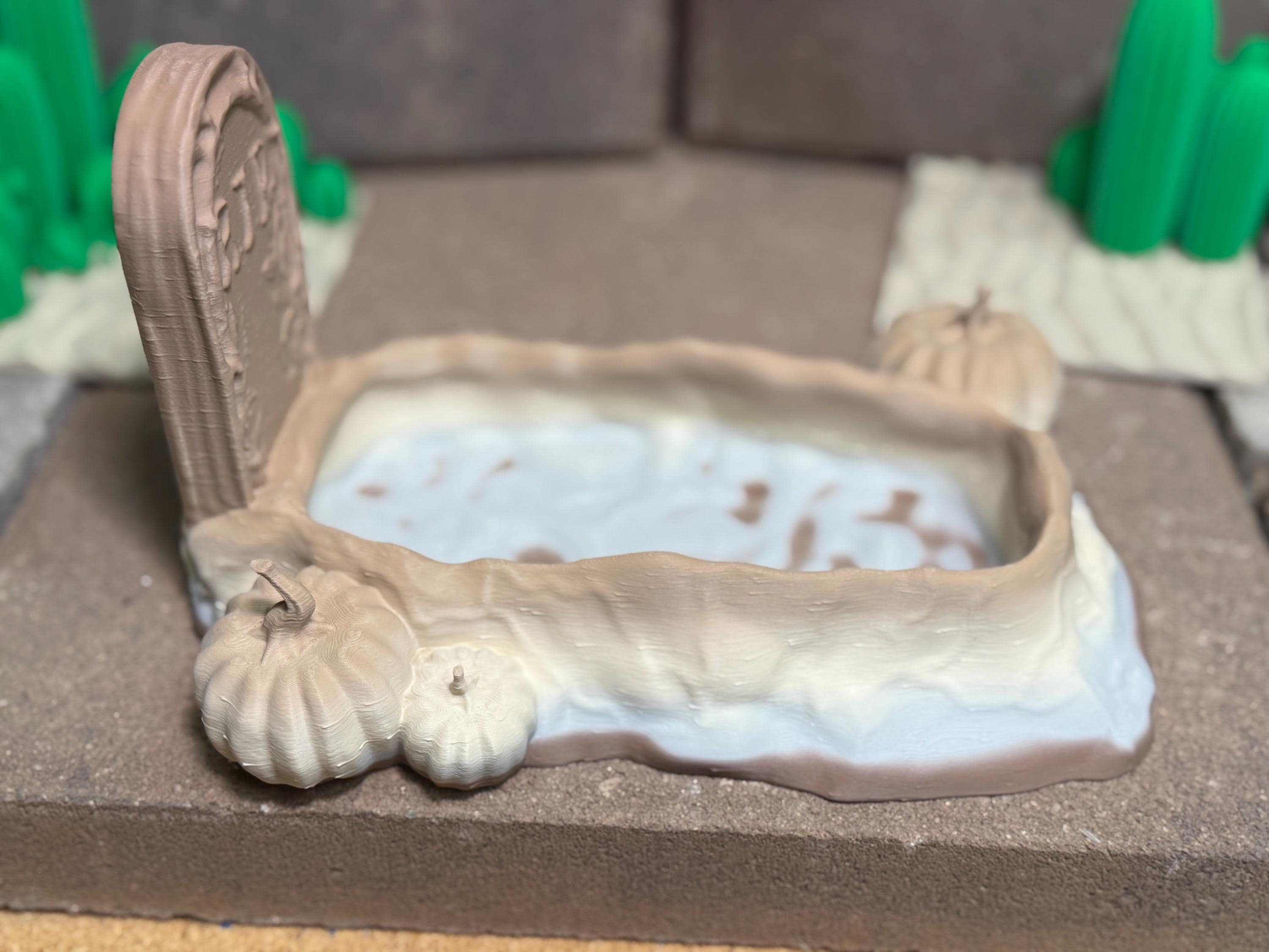 3D Printed Reptile Food and Water Dish: Graveyard Halloween Decor