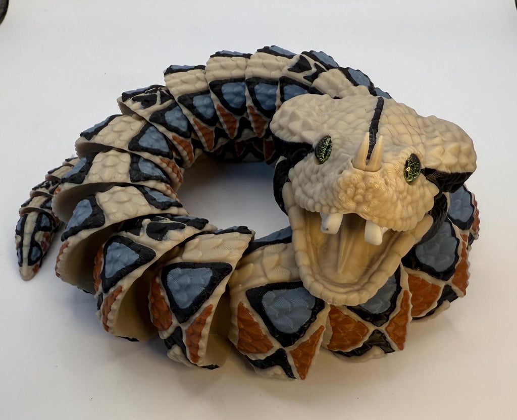 Realistic Gabboon Viper snake articulated desk and fidget toy