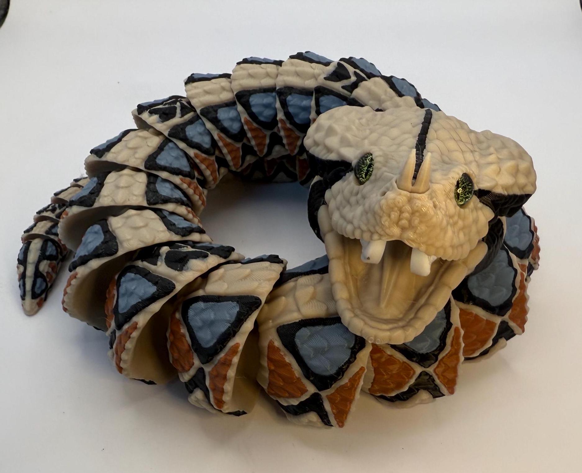 Realistic Gabboon Viper snake articulated desk and fidget toy