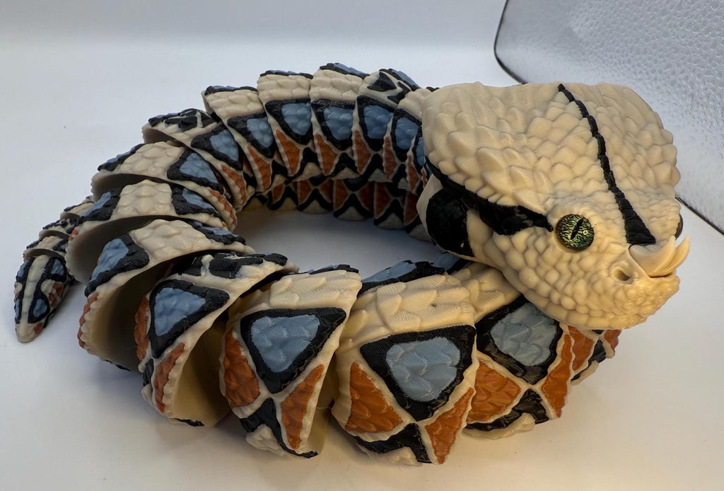 Realistic Gabboon Viper snake articulated desk and fidget toy