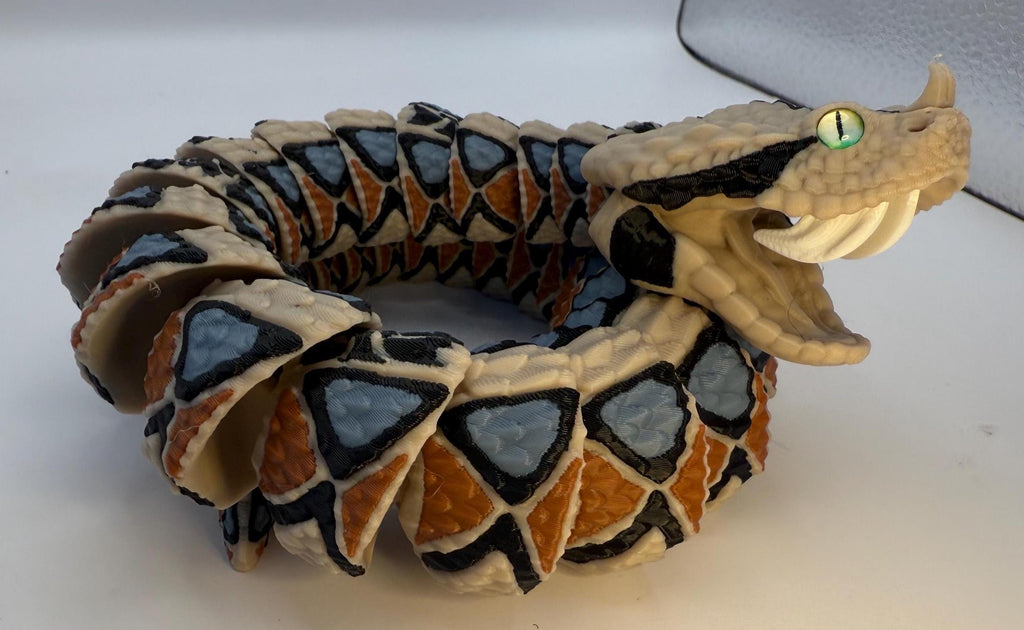 Realistic Gabboon Viper snake articulated desk and fidget toy