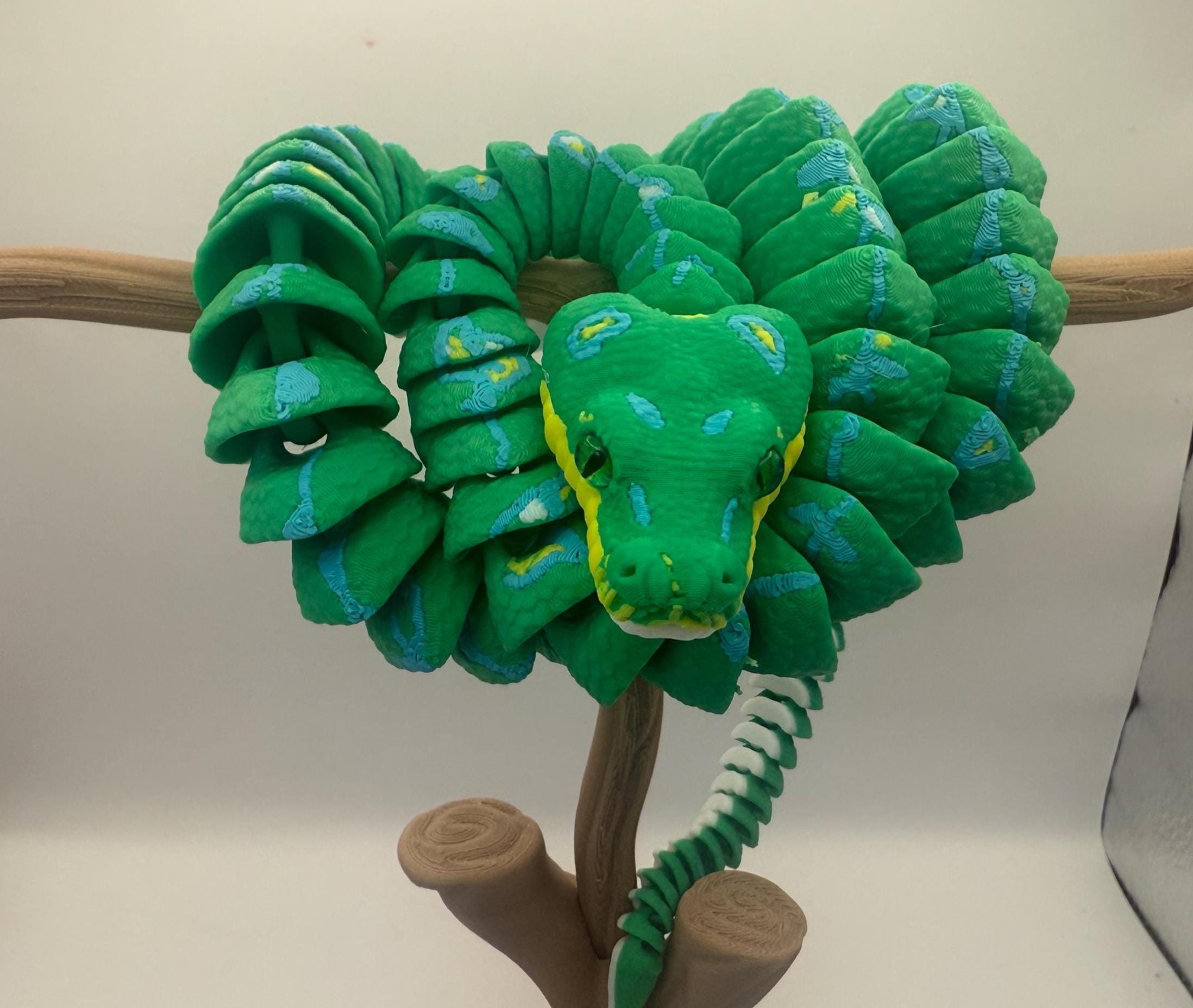 Realistic Sorong Green Tree Python snake articulated desk and fidget model