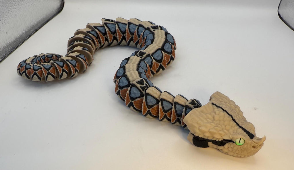Realistic Gabboon Viper snake articulated desk and fidget toy